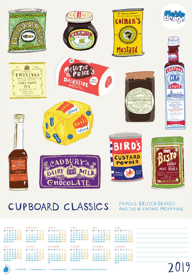 British vintage food packaging poster calendar