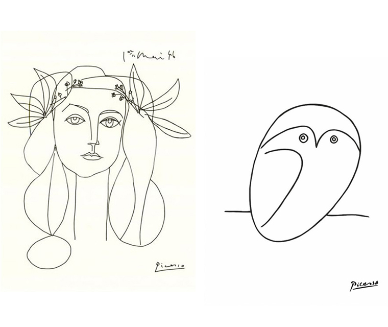Picasso's line drawings of 'War and Peace' and the 'Owl'