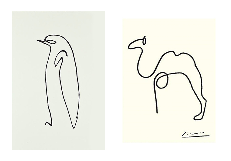 Picasso's line drawings of the Penguin and Camel