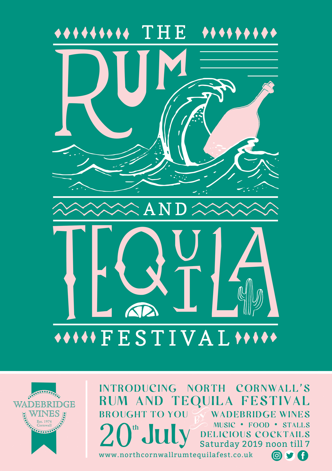 Poster design for the Wadebridge Wines Rum and Tequila festival