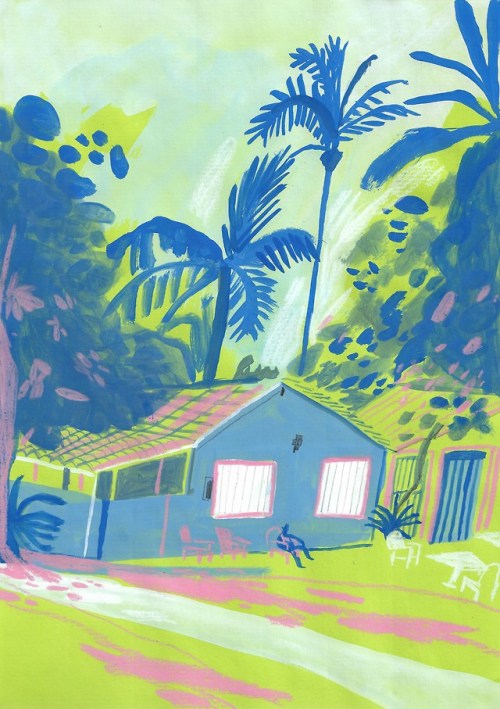 Tropical house depicted by illustrator Joey You