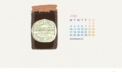 Download our June vintage food packaging calendar of Tiptree's Strawberry Jam for free for your mobile, tablet and desktop computer background