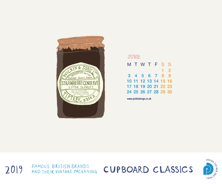 Download our June vintage food packaging calendar of Tiptree's Strawberry Jam for free for your mobile, tablet and desktop computer background