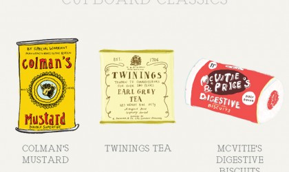 Colman's Mustard, Twinings Tea and McVitie's Digestives vintage packaging