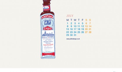 Download our July vintage food packaging calendar of HP Sauce for free for your mobile, tablet and desktop computer background