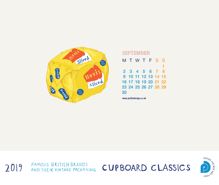 Download our September vintage food packaging calendar of Hovis bread for free for your mobile, tablet and desktop computer background