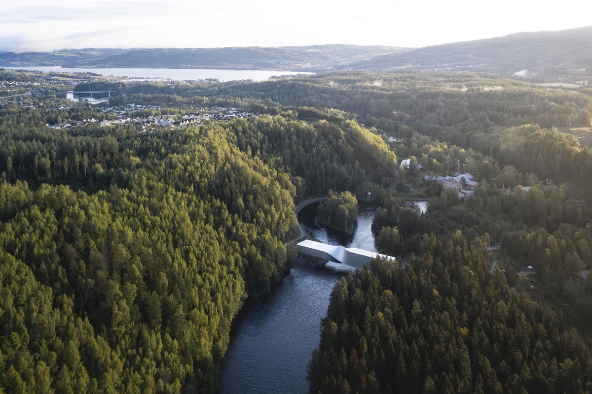 Sculpture bridge doubles as a museum twisting across the waters in Norway