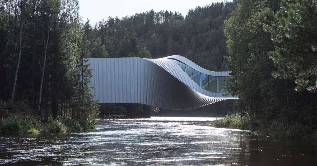 Sculpture bridge doubles as a museum twisting across the waters in Norway