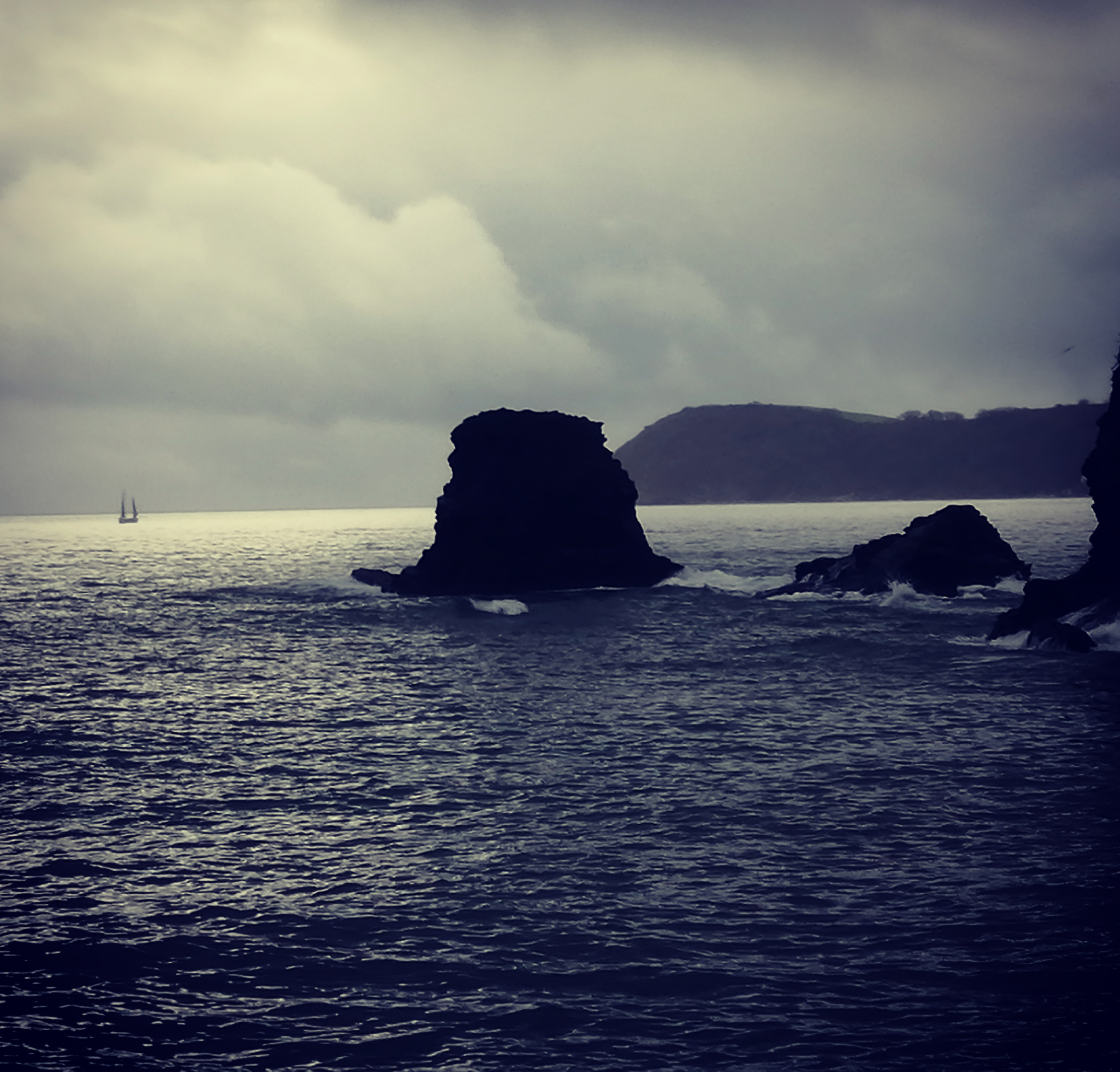 Moody wintery skies in Charlestown, Cornwall