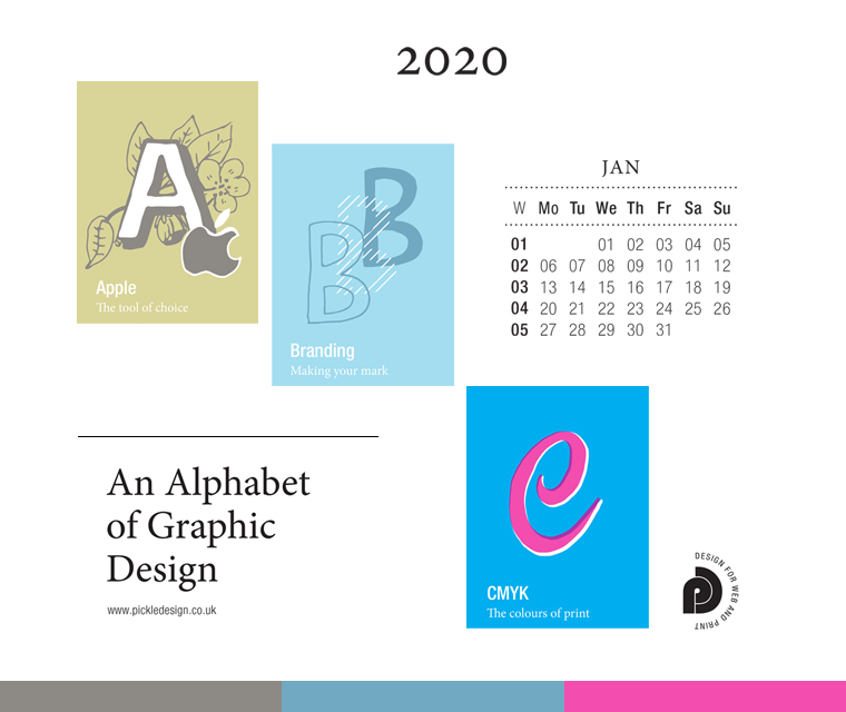 Download the month of January from our Alphabet of Graphic Design calendar for free for your mobile, tablet and desktop computer background