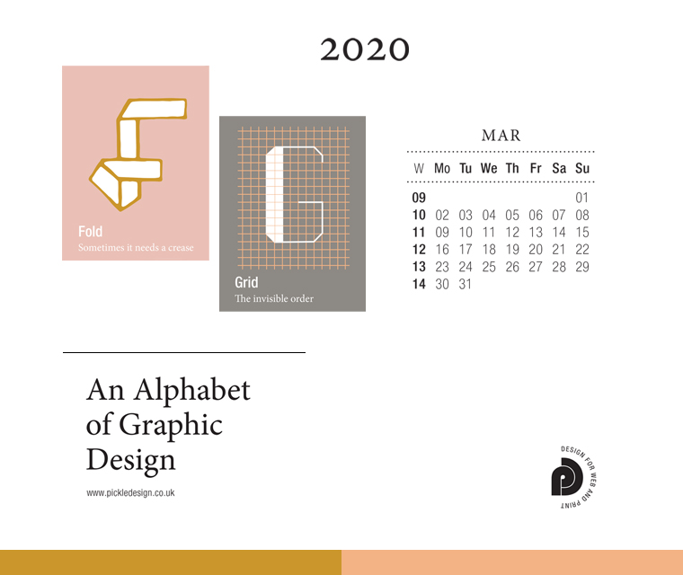 Download the month of March from our Alphabet of Graphic Design calendar for free for your mobile, tablet and desktop computer background