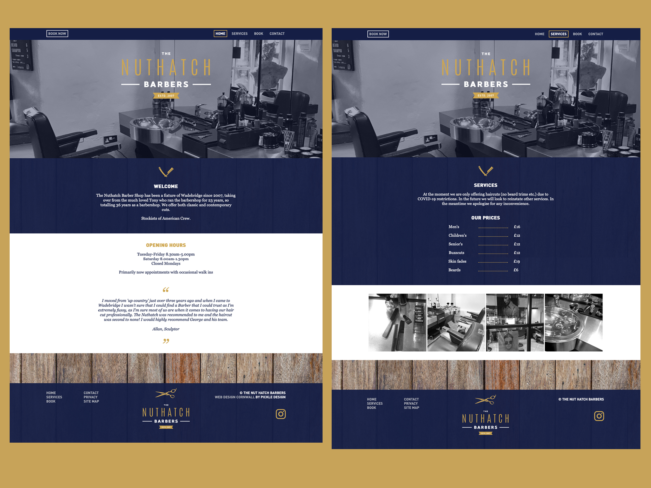 The Nut Hatch Barbers website