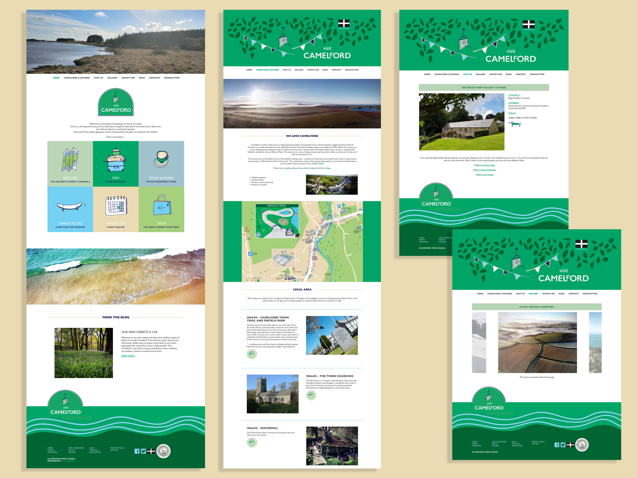 Visit Camelford website showing tourism links, walking routes and business listings