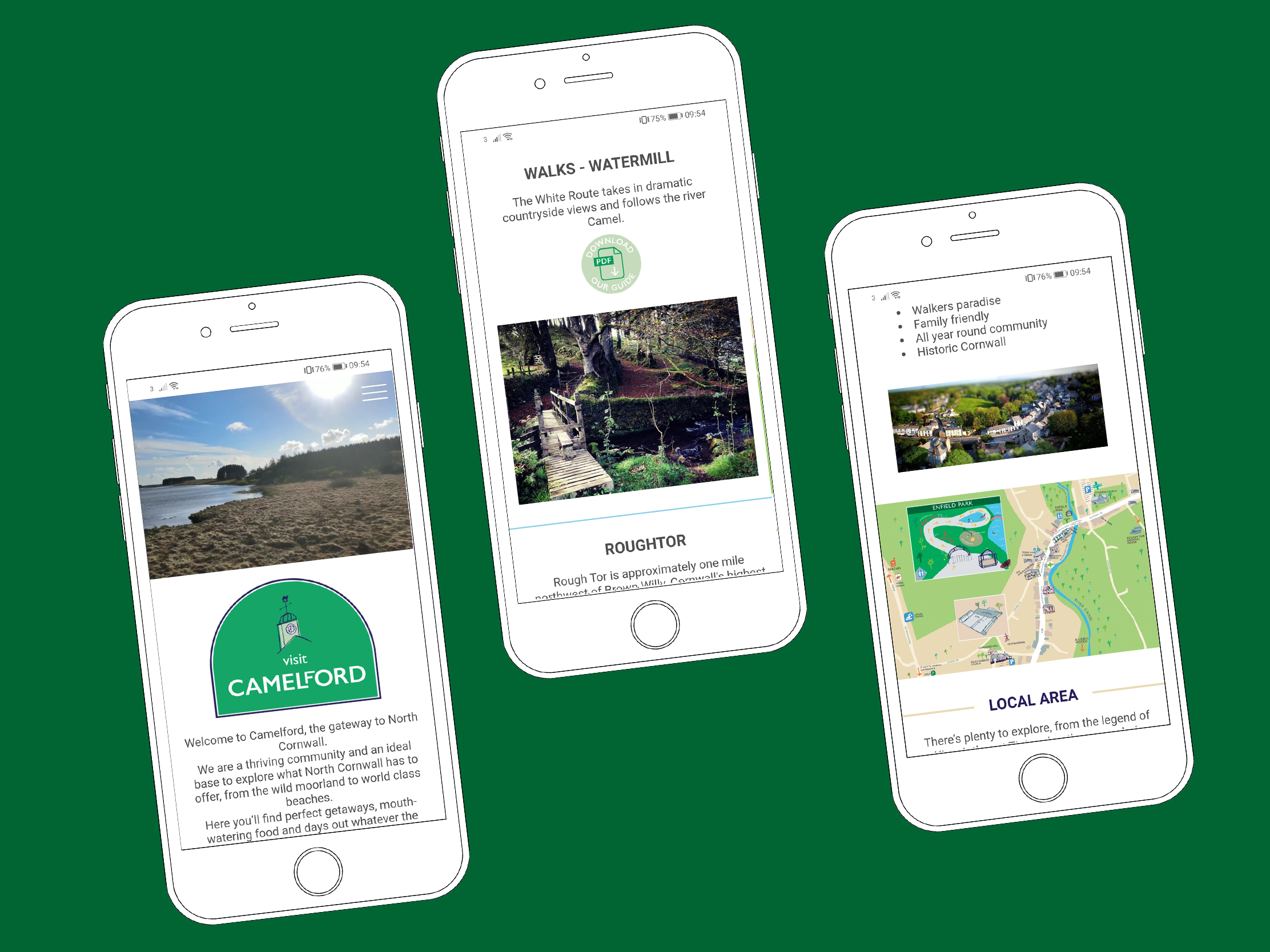 Responsive website design for the Visit Camelford town council tourism website