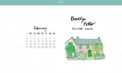 Download the month of February from our 2021 calendar featuring illustrations of classic writer's houses for free for your mobile, tablet and desktop computer background