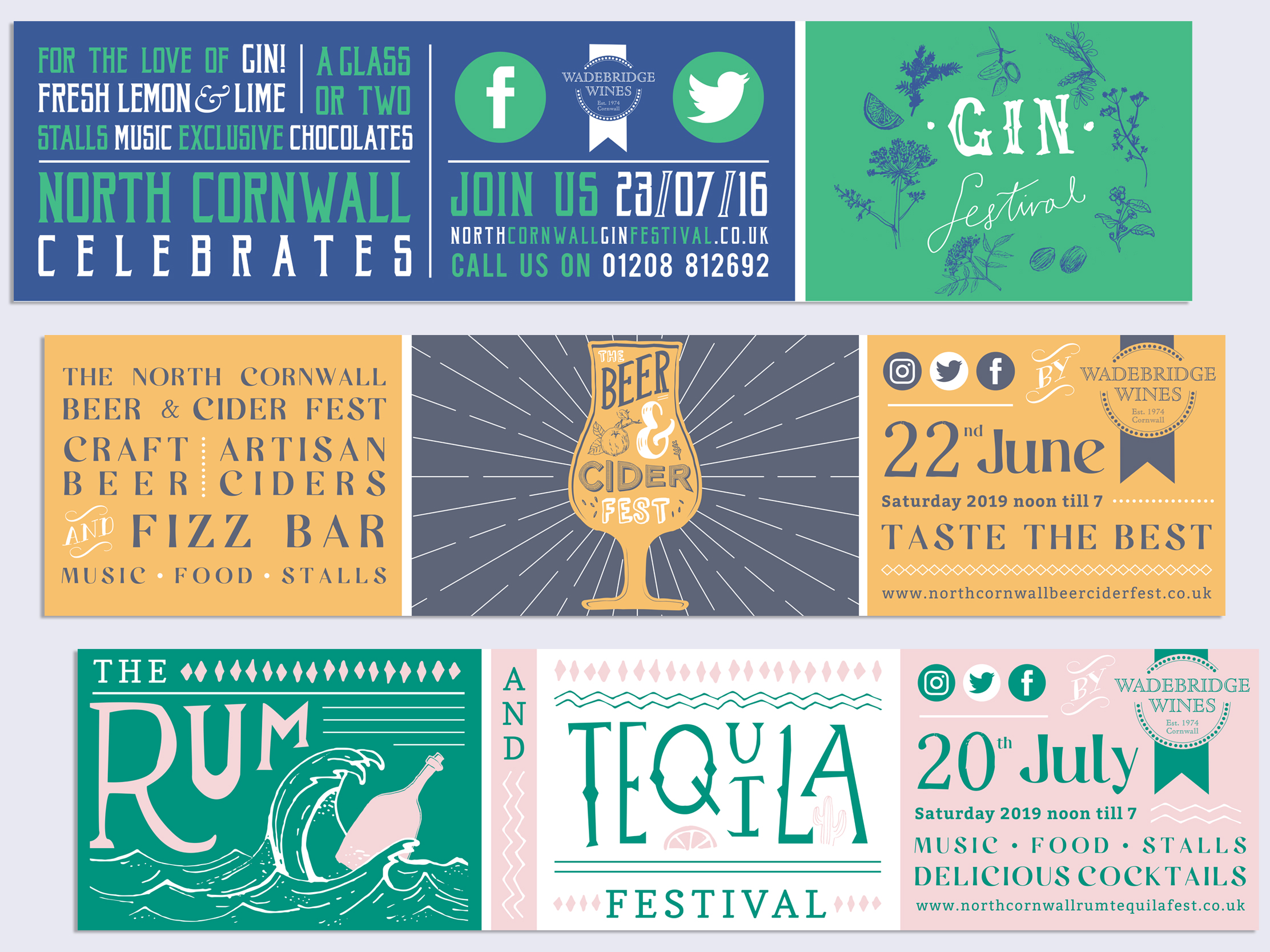 Banner design for Wadebridge Wines festivals