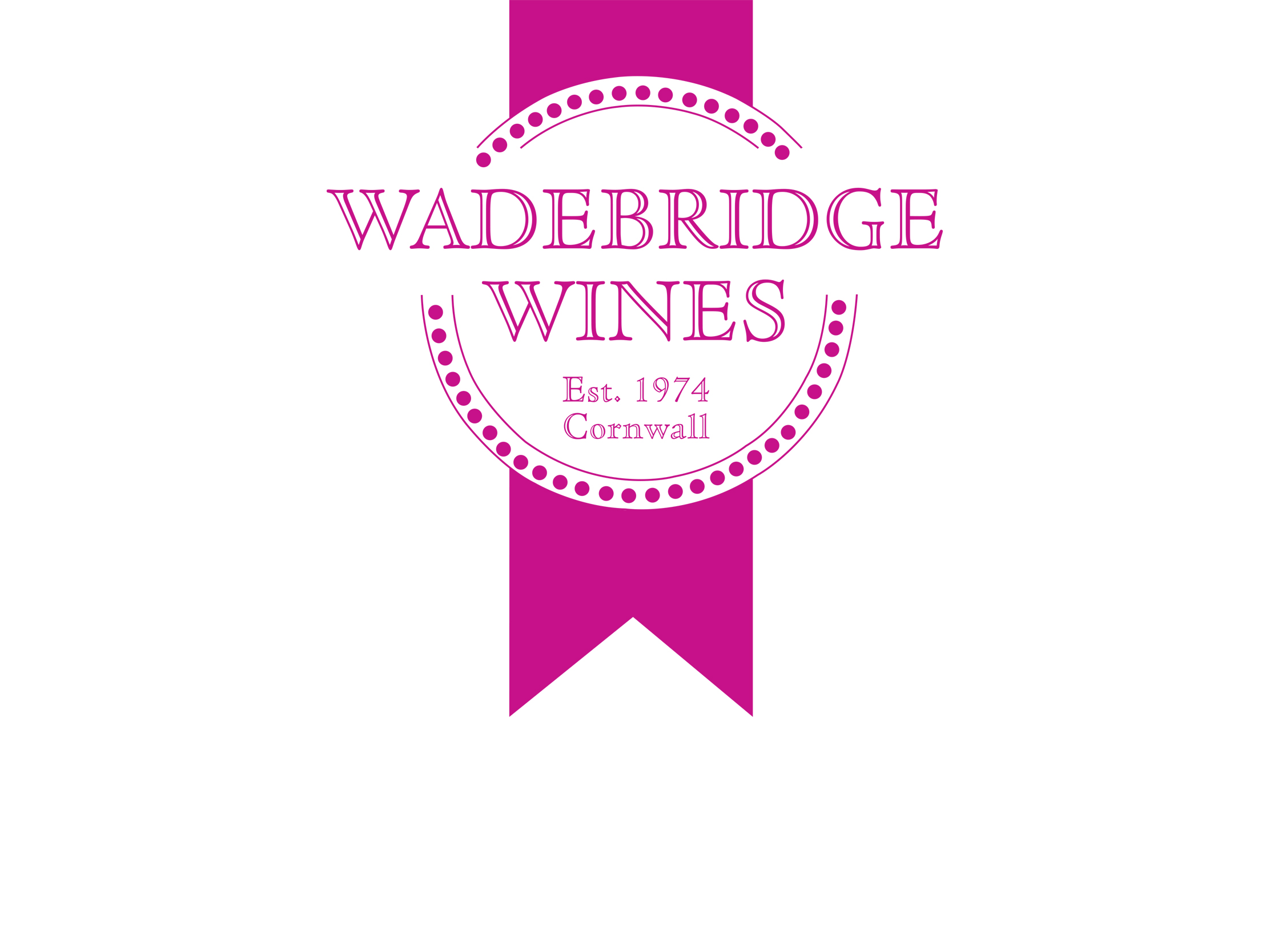 The redefined logo for Wadebridge Wines, designed as a compact circular seal in a deep grape colour