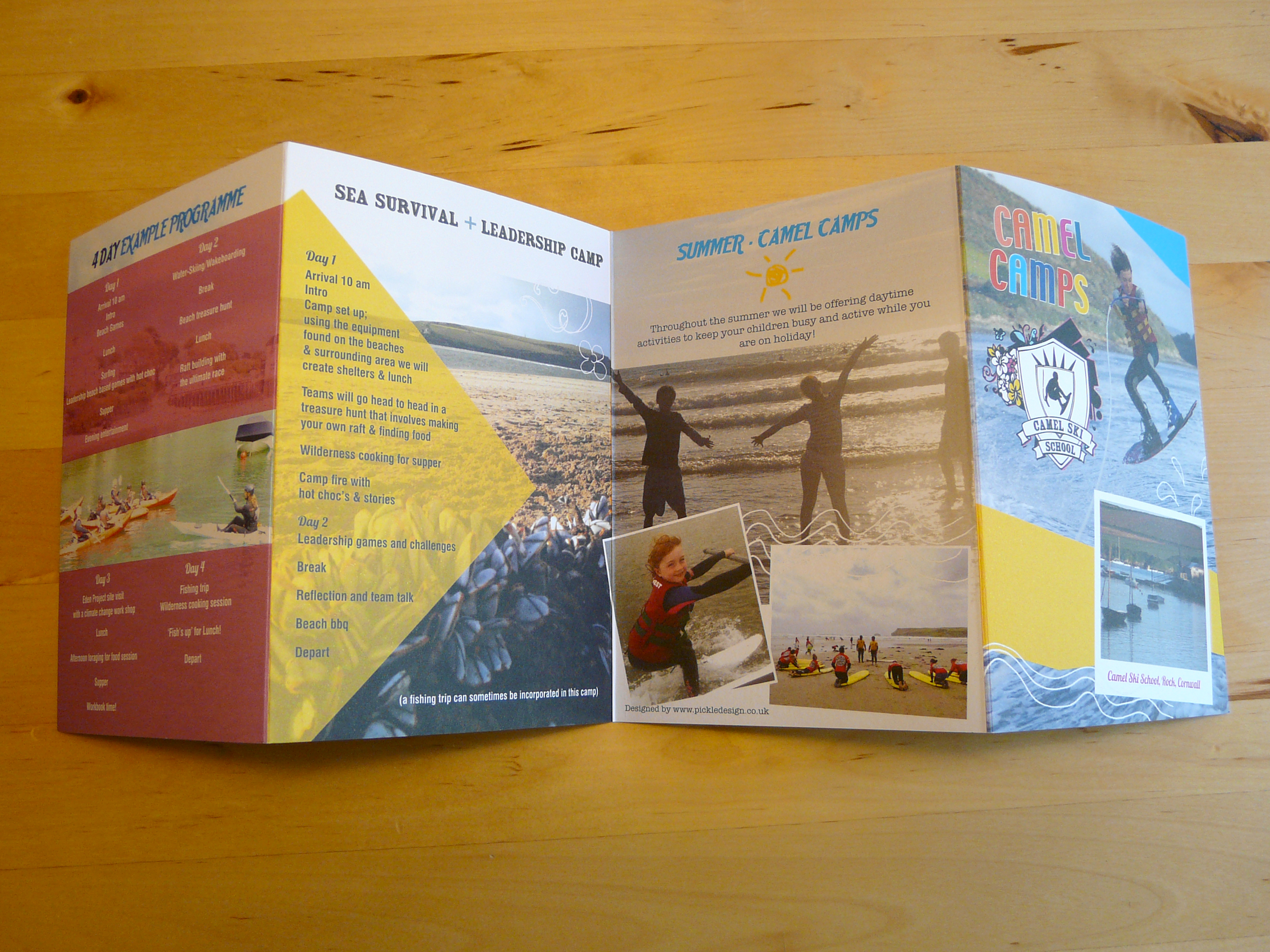Concertina fold Camel Ski School brochure
