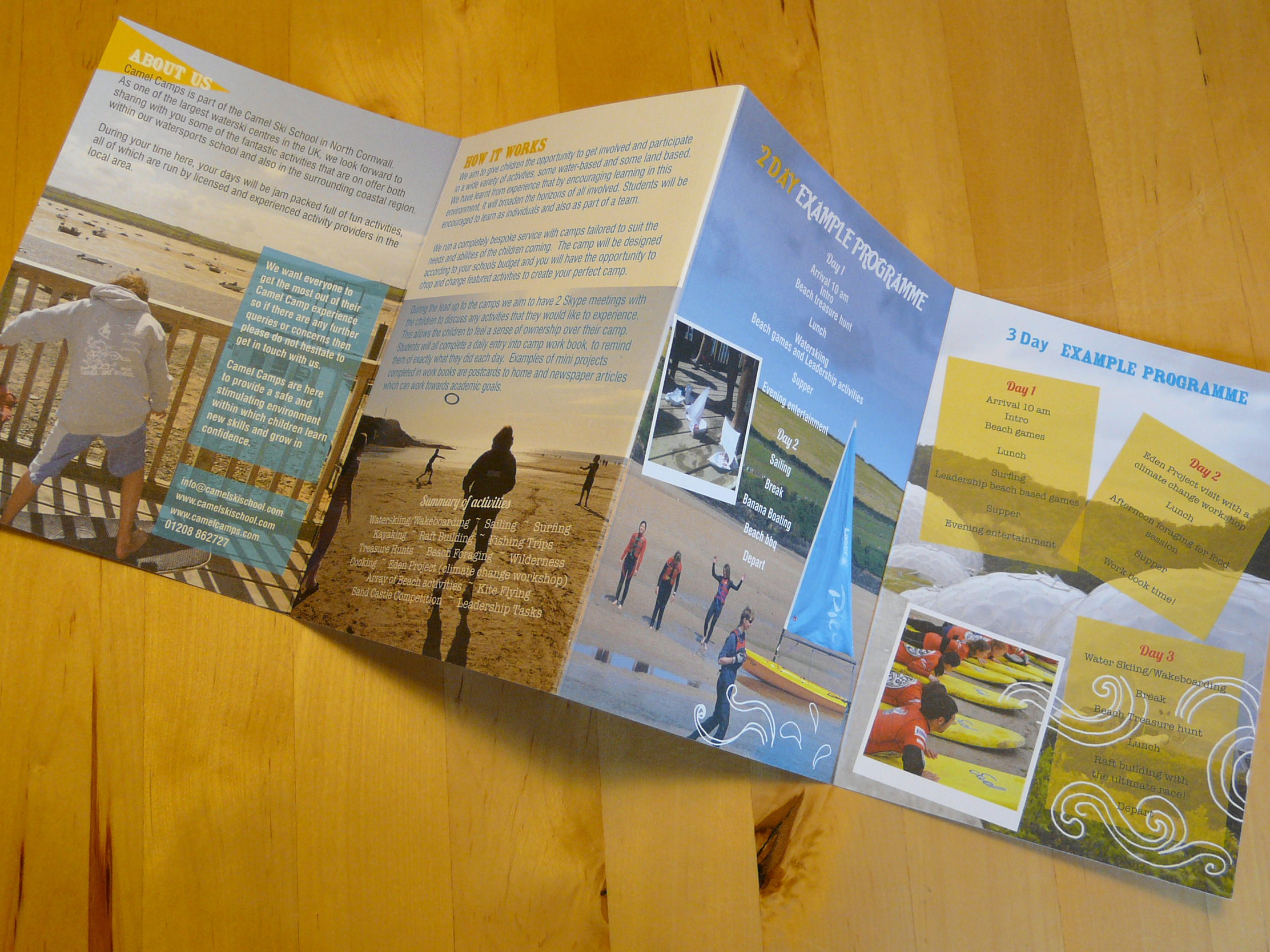 Concertina fold Camel Ski School brochure