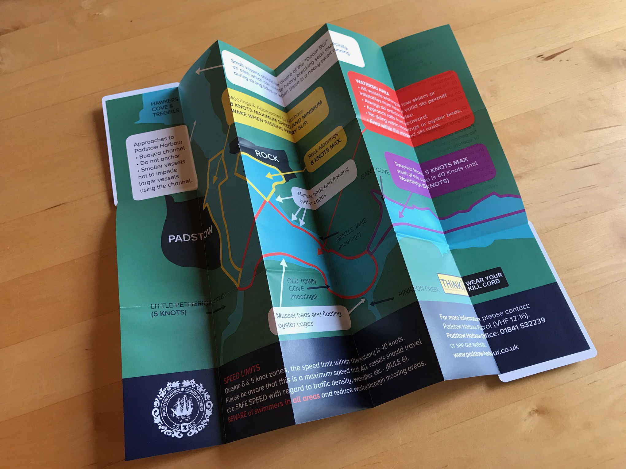 Fold out pocket map for the Padstow Harbour Commissioners