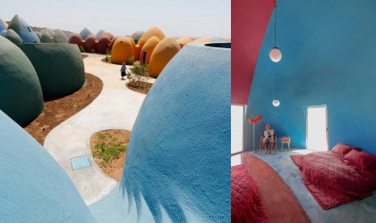 Colourful dome houses and holiday accommodation in the Persian Gulf