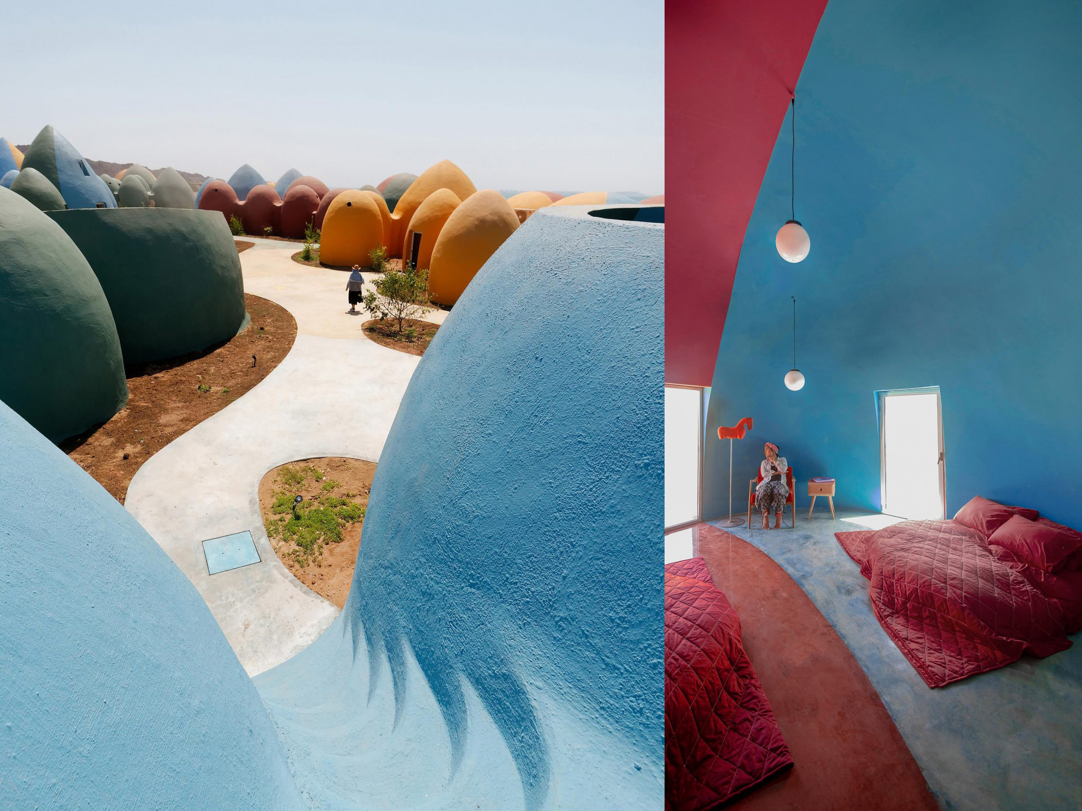 Colourful dome houses and holiday accommodation in the Persian Gulf