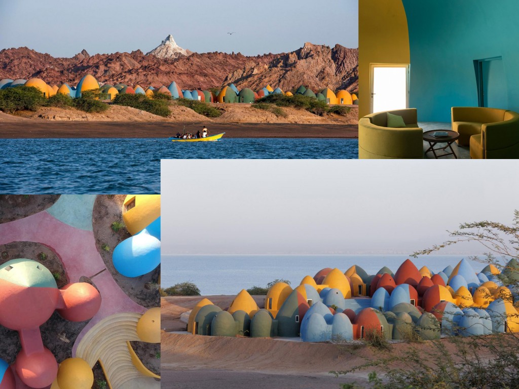 Colourful dome houses and holiday accommodation in the Persian Gulf