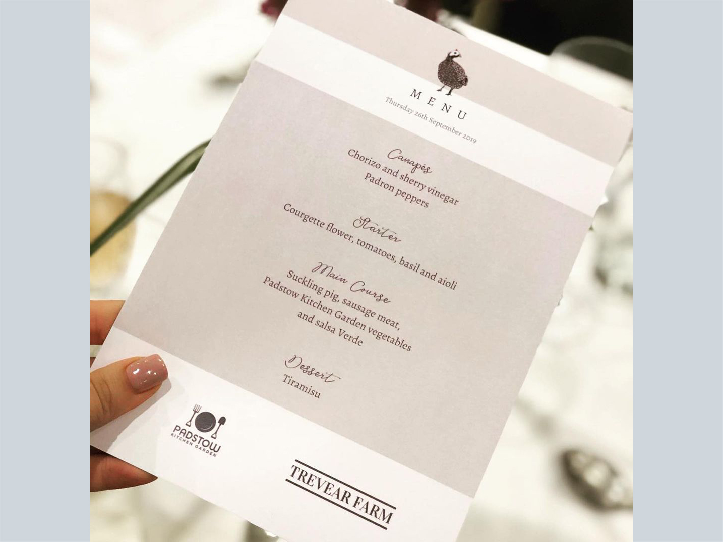 Trevear Farm menu design for their pop up restaurant event