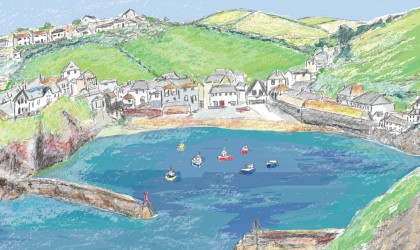 Our illustration of Port Isaac for Harbour Treats