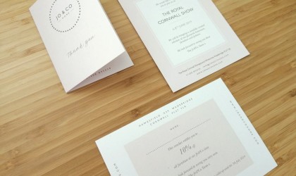 Jo and Co Home receipt card, invitation and gift card stationery