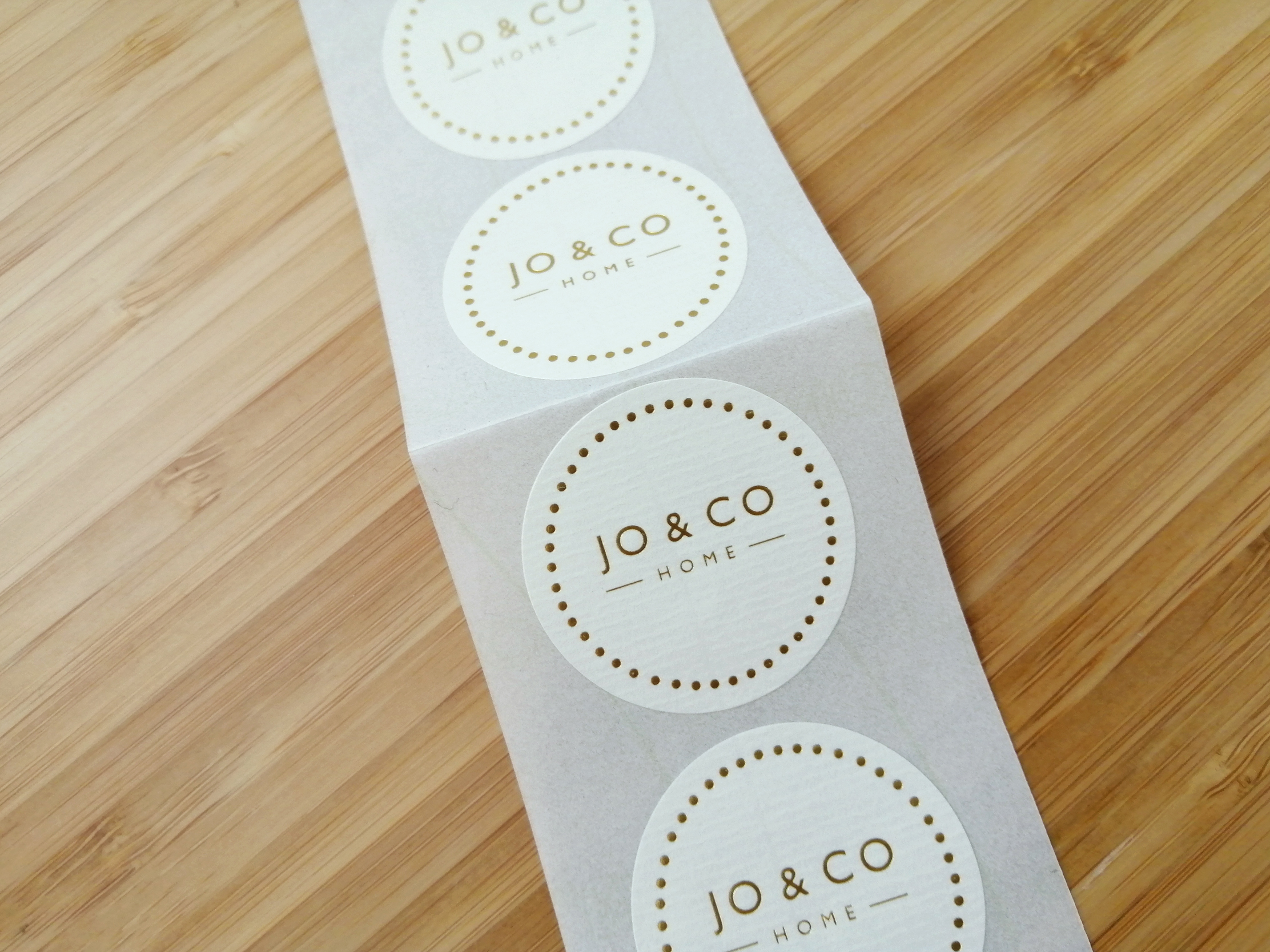 Jo and Co gold foil stickers