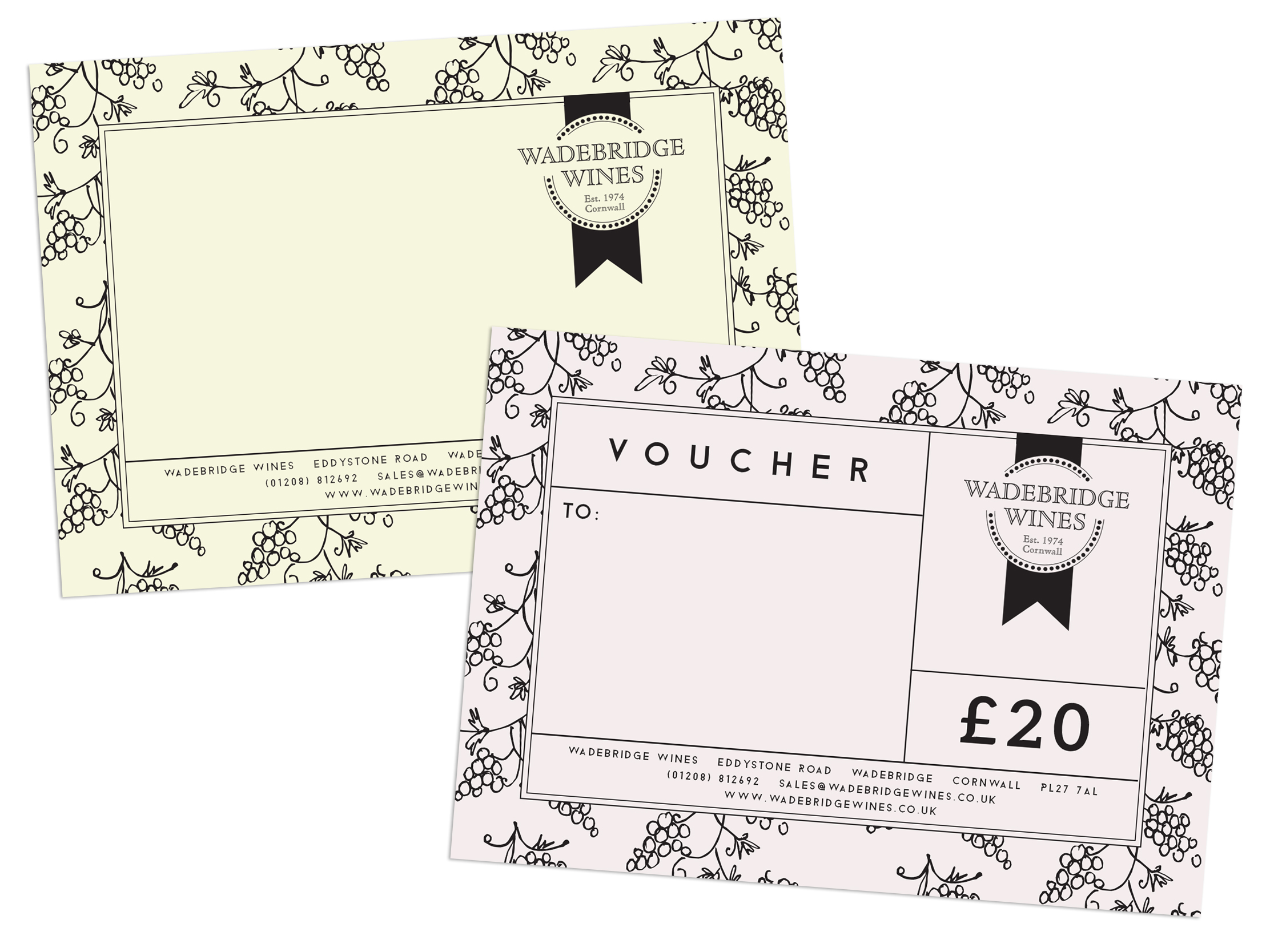 Wadebridge Wines complement slip and voucher