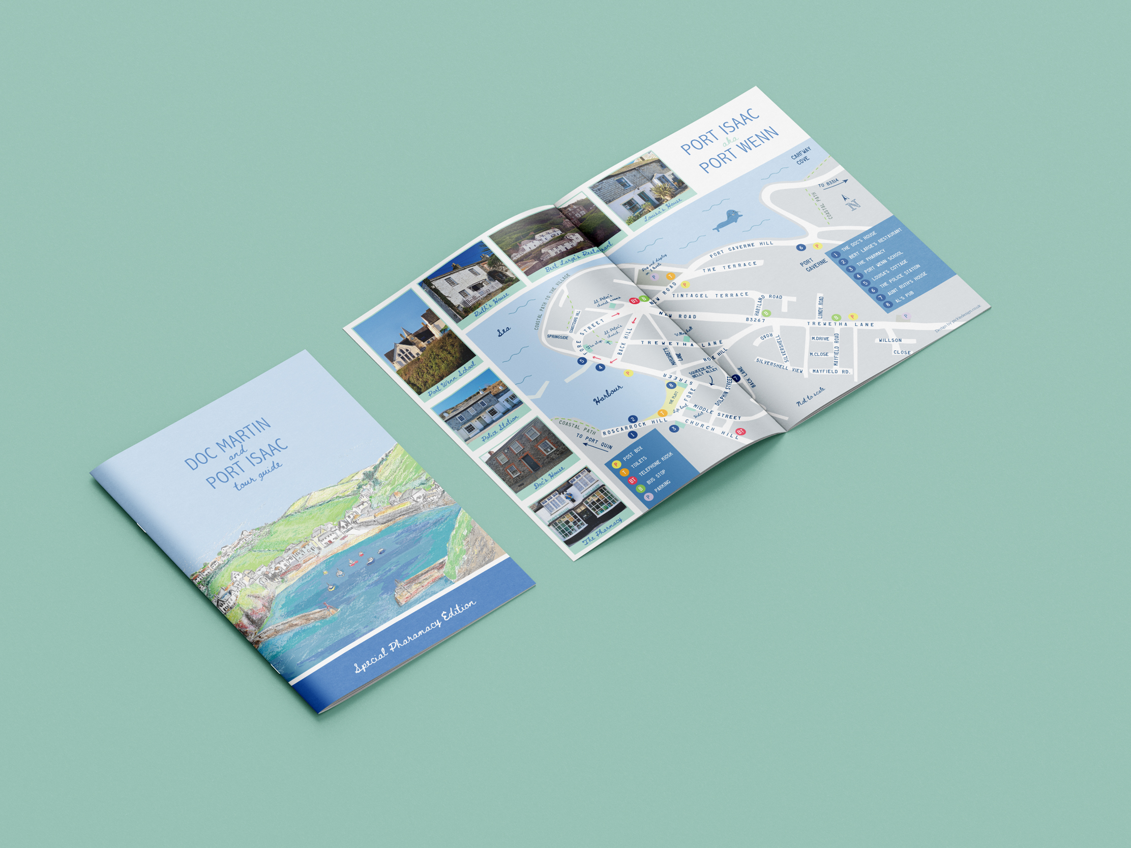 Town guide booklet for Port Isaac designed for Harbour Treats