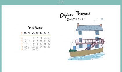 Download the month of September from our 2021 calendar featuring illustrations of classic writer's houses for free for your mobile, tablet and desktop computer background