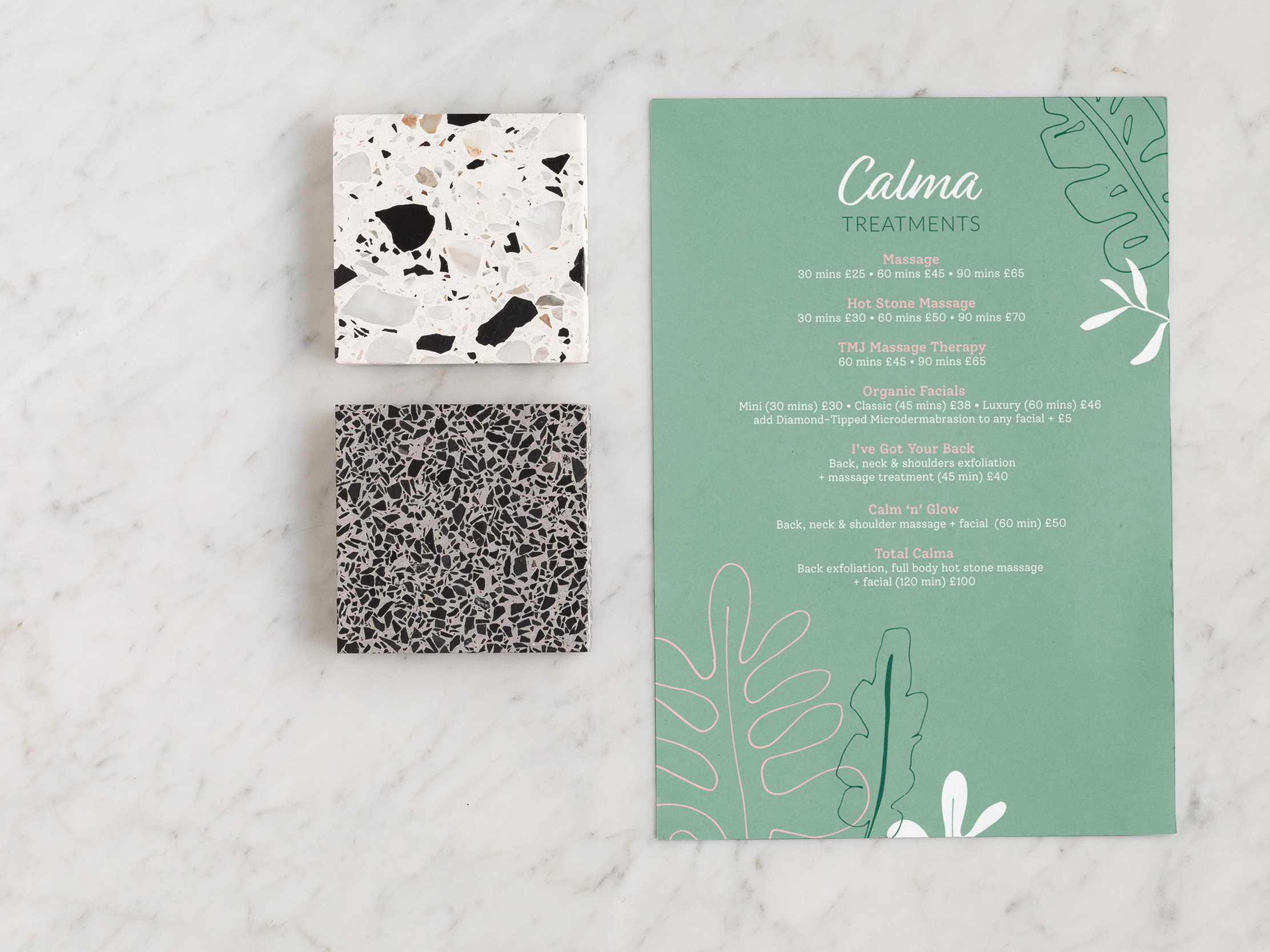 A5 flyer design and print for Calma Treatments