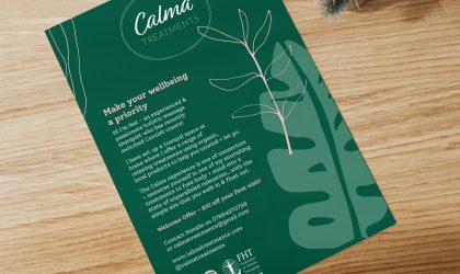 Flyer design and print for Calma Treatments