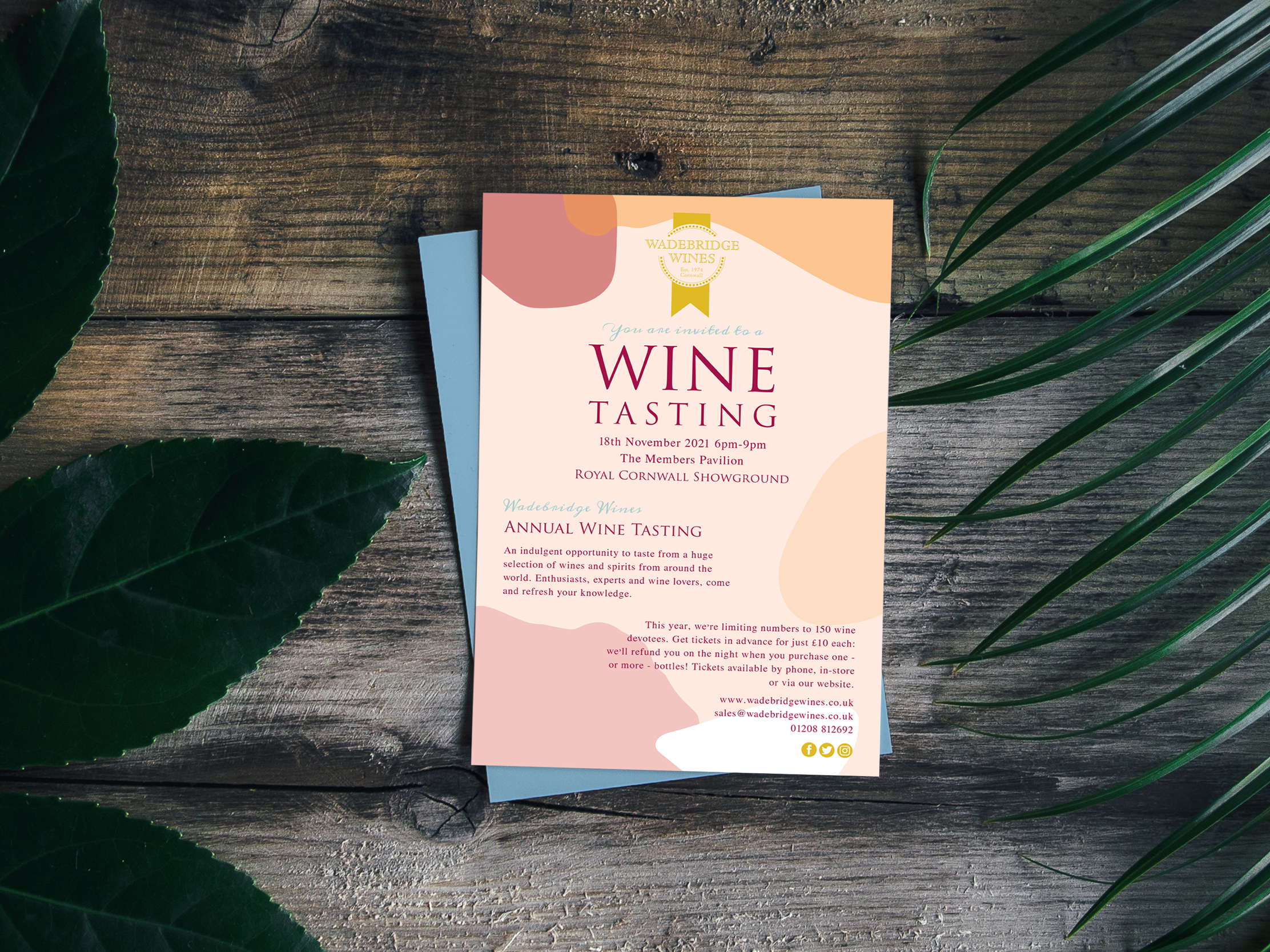 Wadebridge Wines Invitation Design