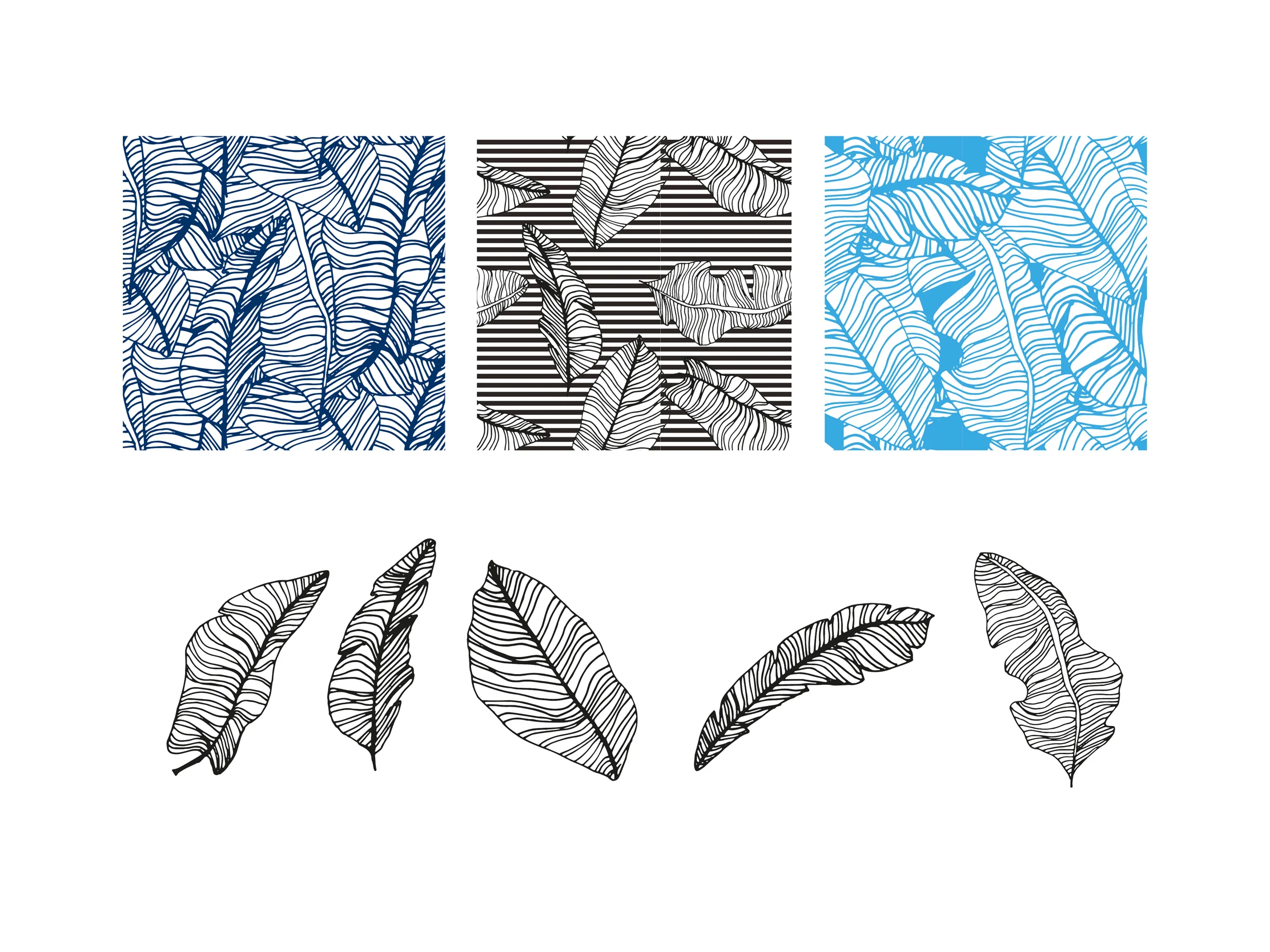 Hand-drawn leaf illustrations and pattern development for The Cornish Surfer