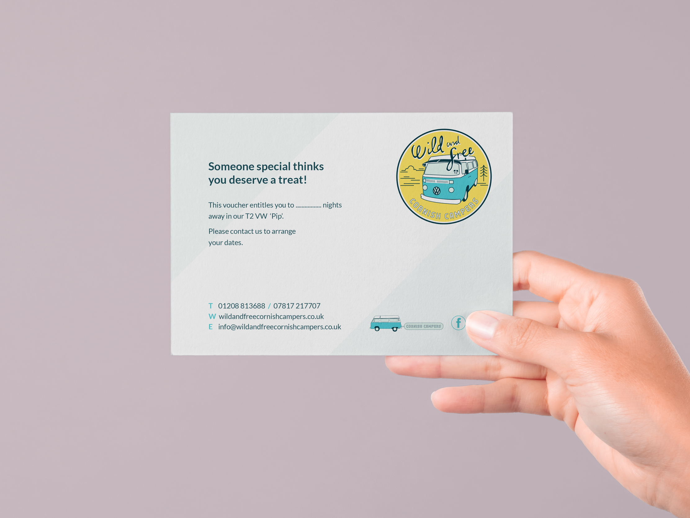 Postcard design and print for Wild & Free Cornish Campers