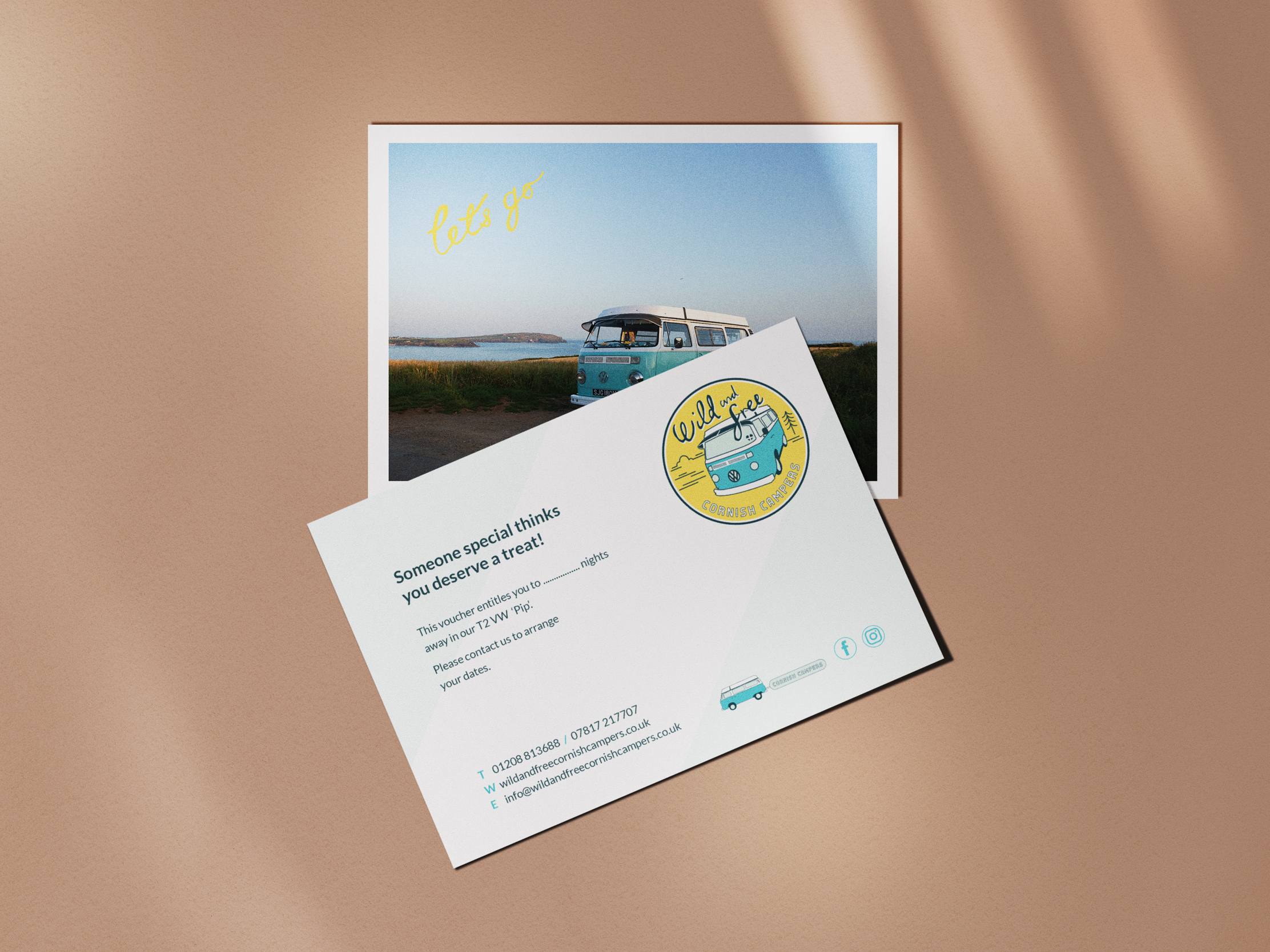 Gift voucher design and print for Wild & Free Cornish Campers