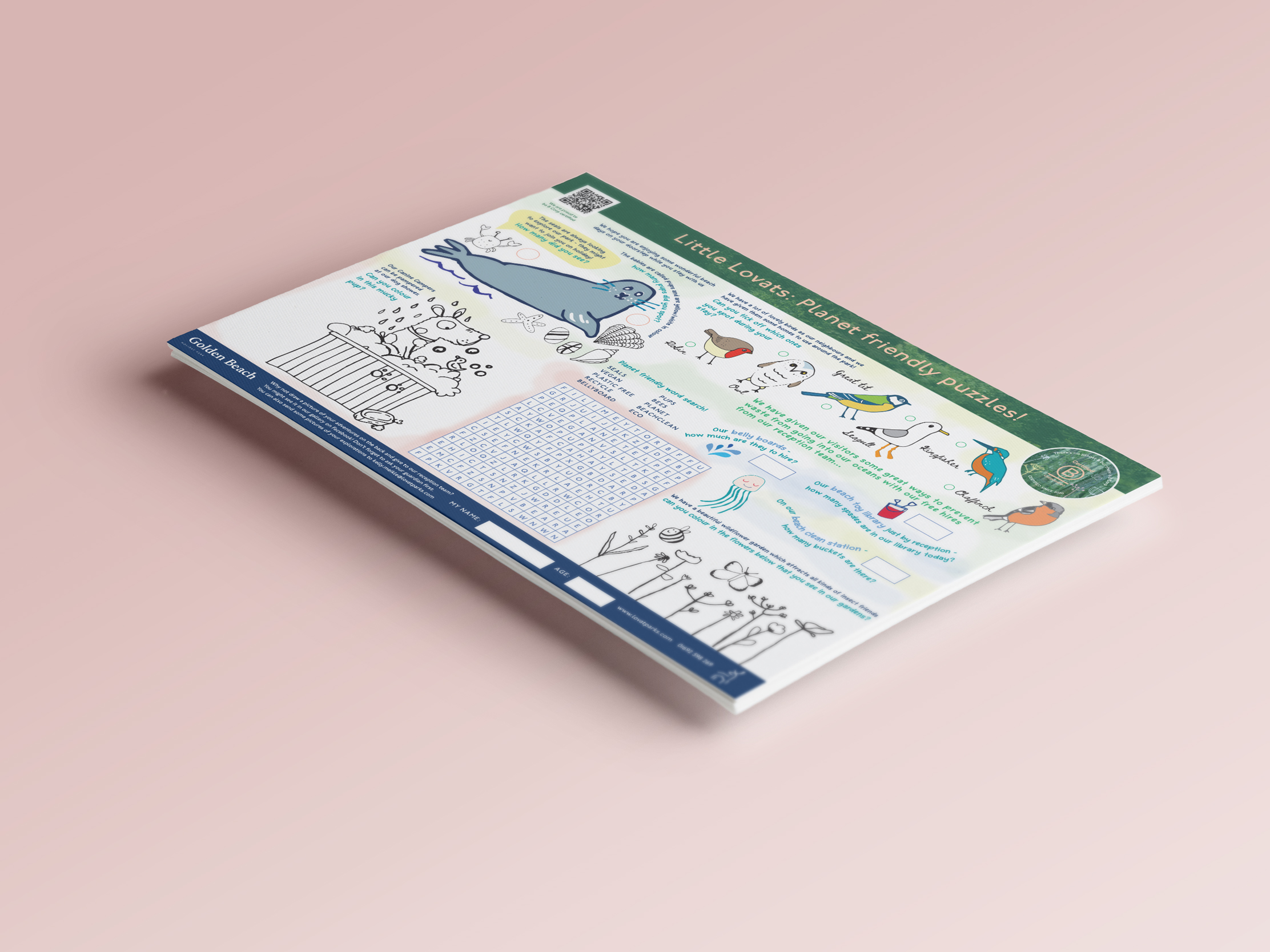 Children's activity sheet design and print for Lovat Parks