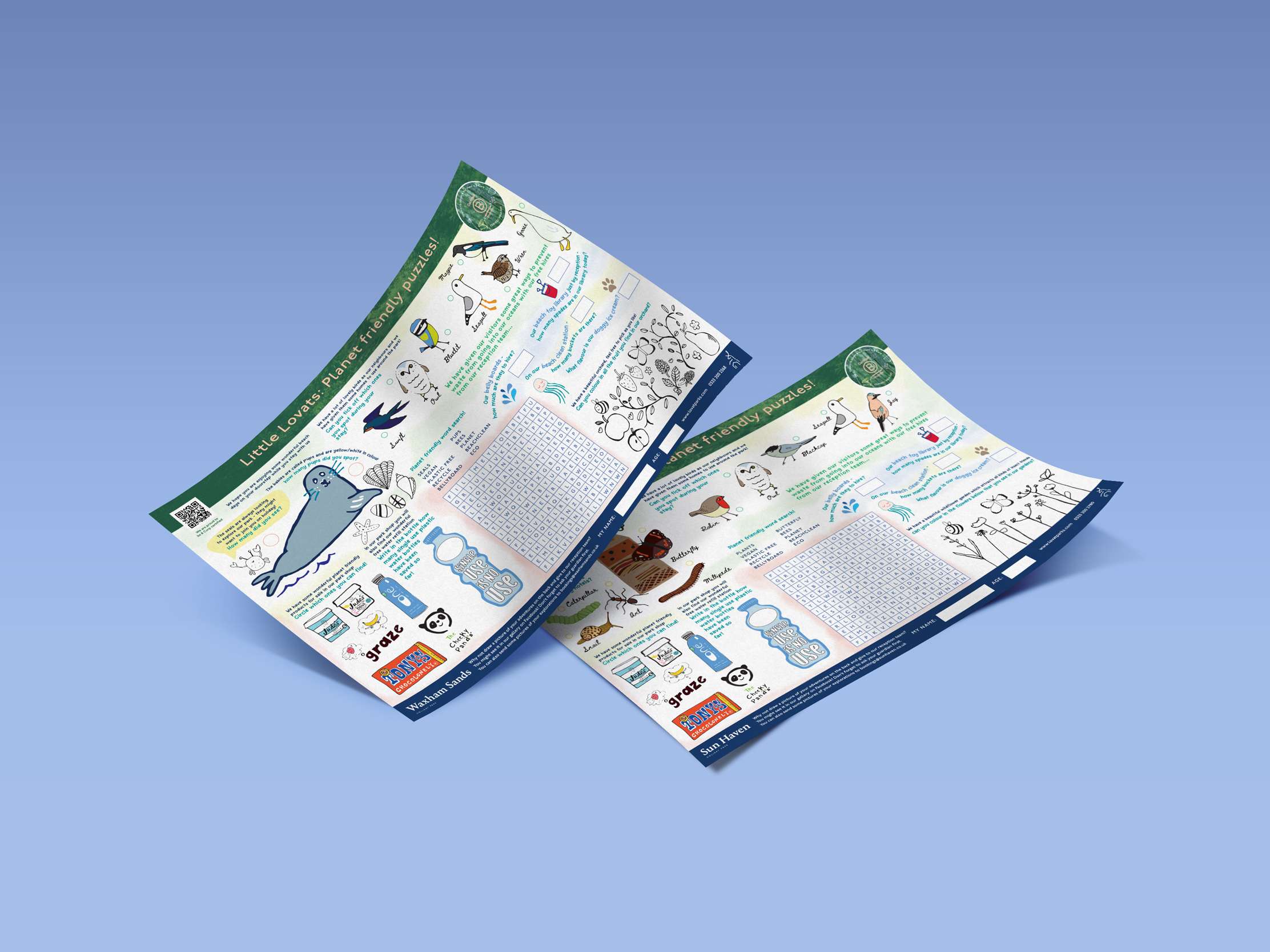 Children's activity sheet design and print for Lovat Parks