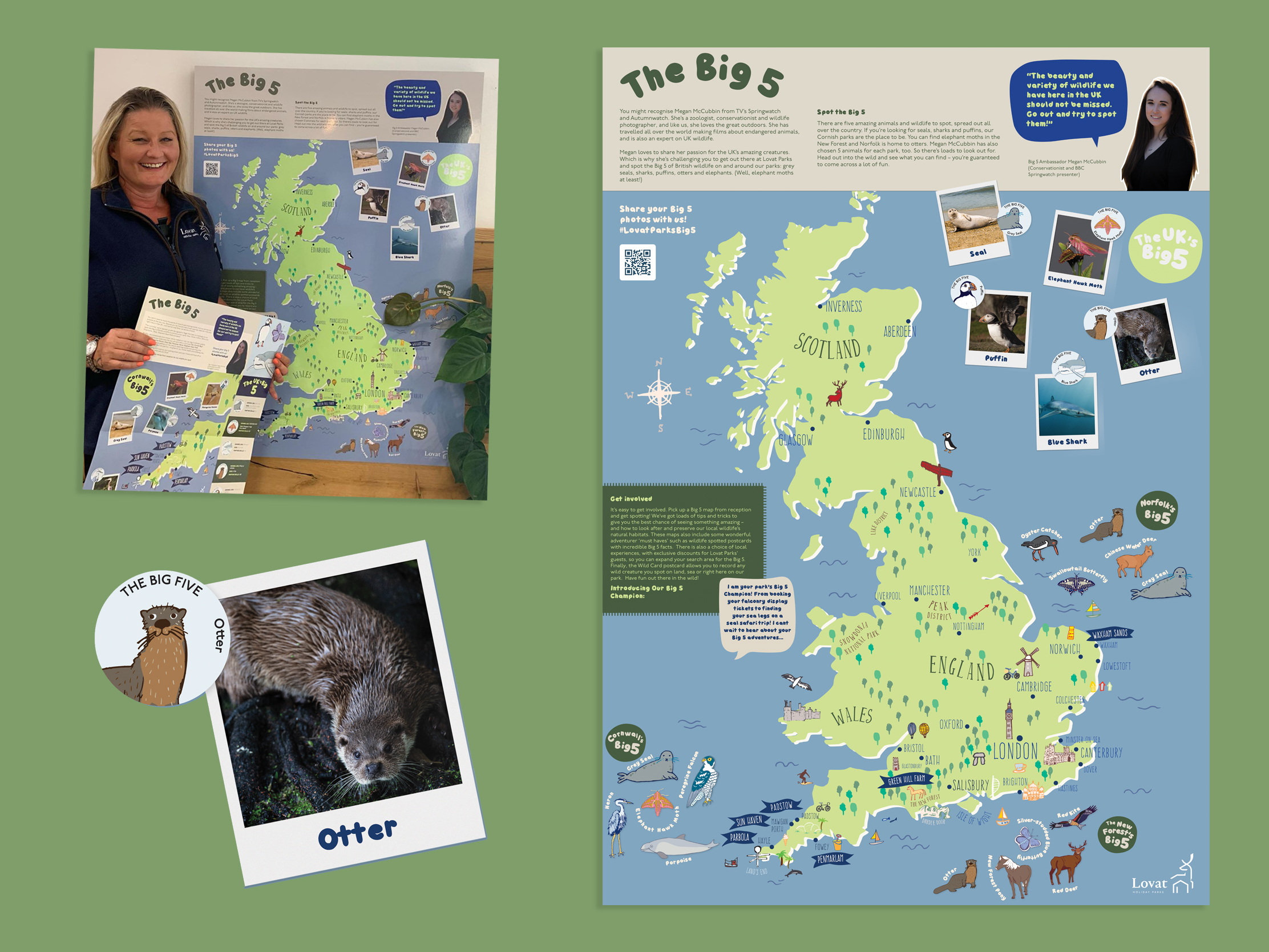 Illustrated Big Five wildlife map for families staying at Lovat Holiday Parks