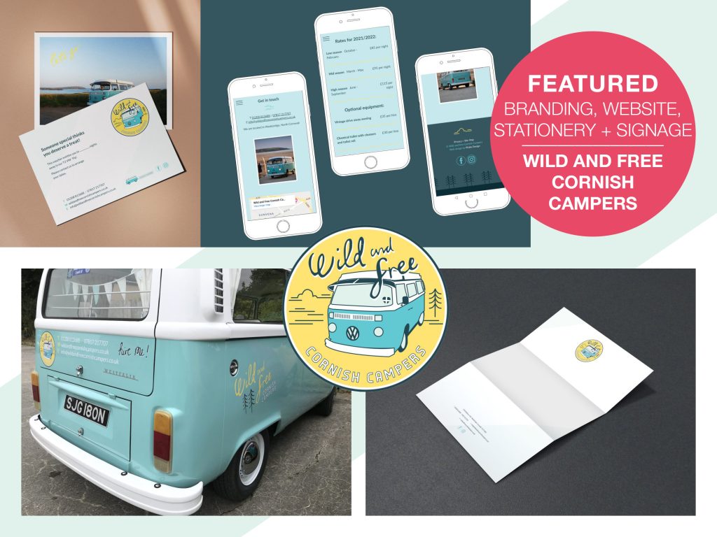 Branding, website, stationery and sign writing for Wild and Free Cornish Campers  