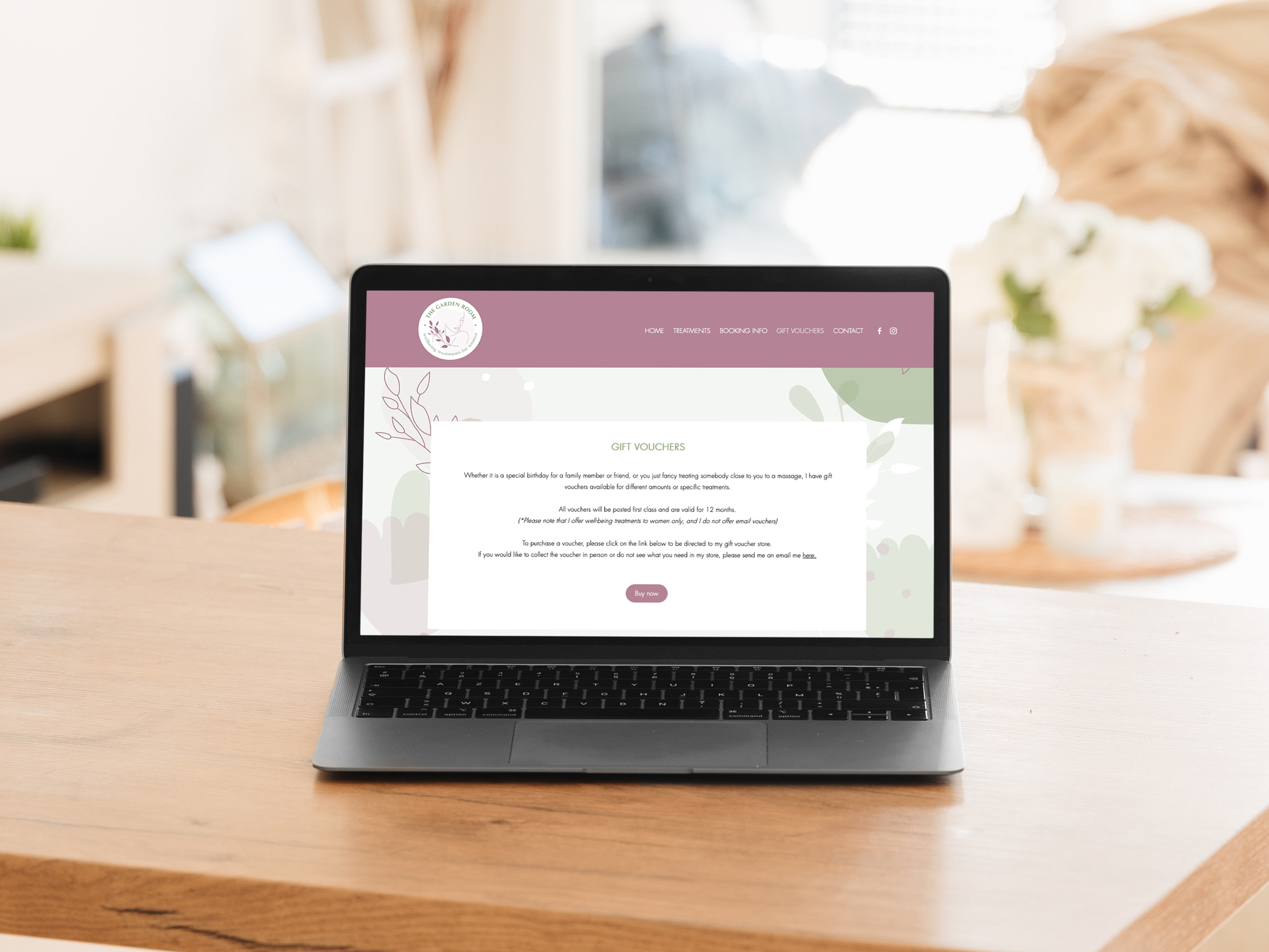Website background design for The Garden Room, Helston, Cornwall