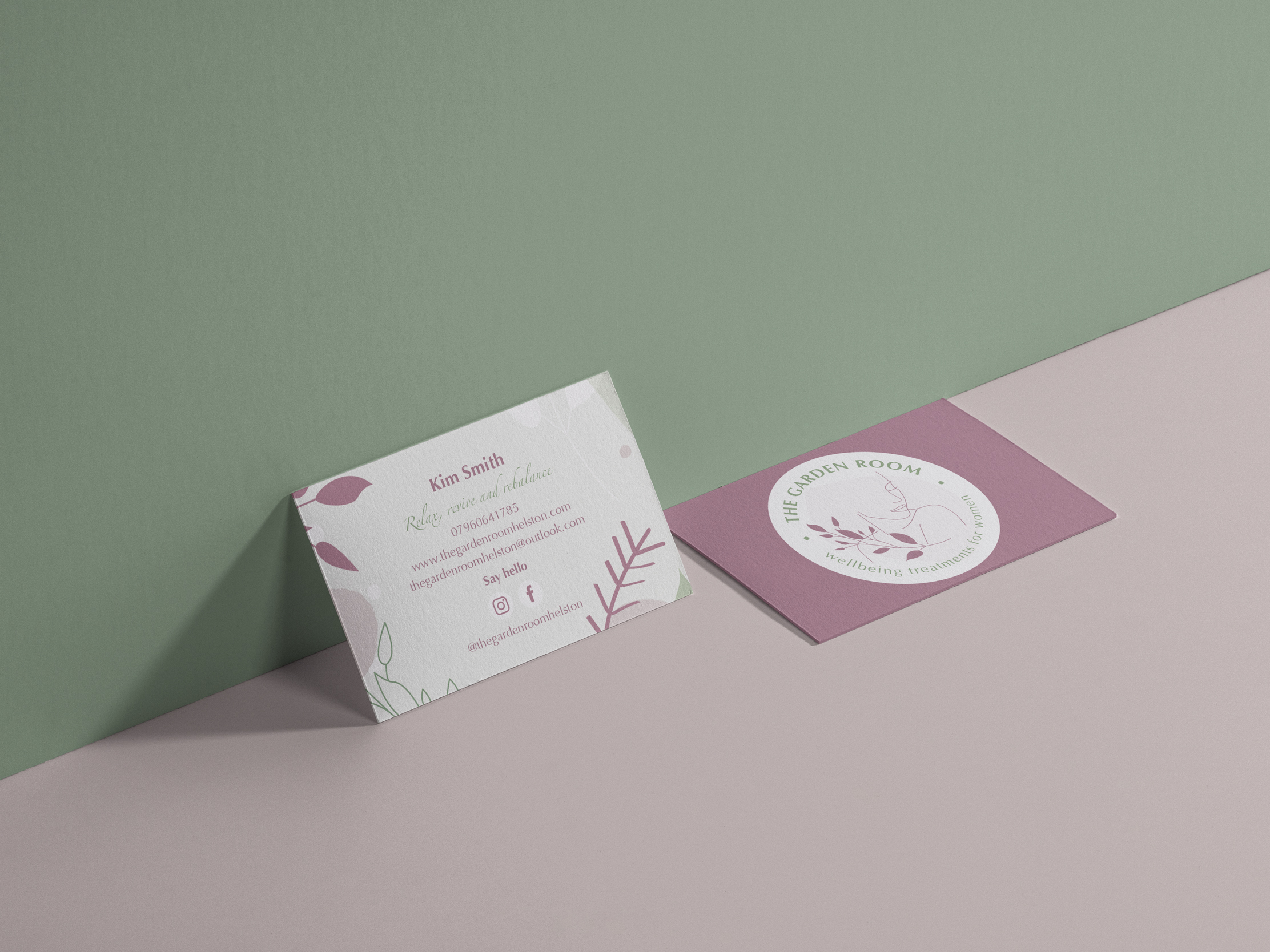 Business card design and print for The Garden Room, Helston, Cornwall