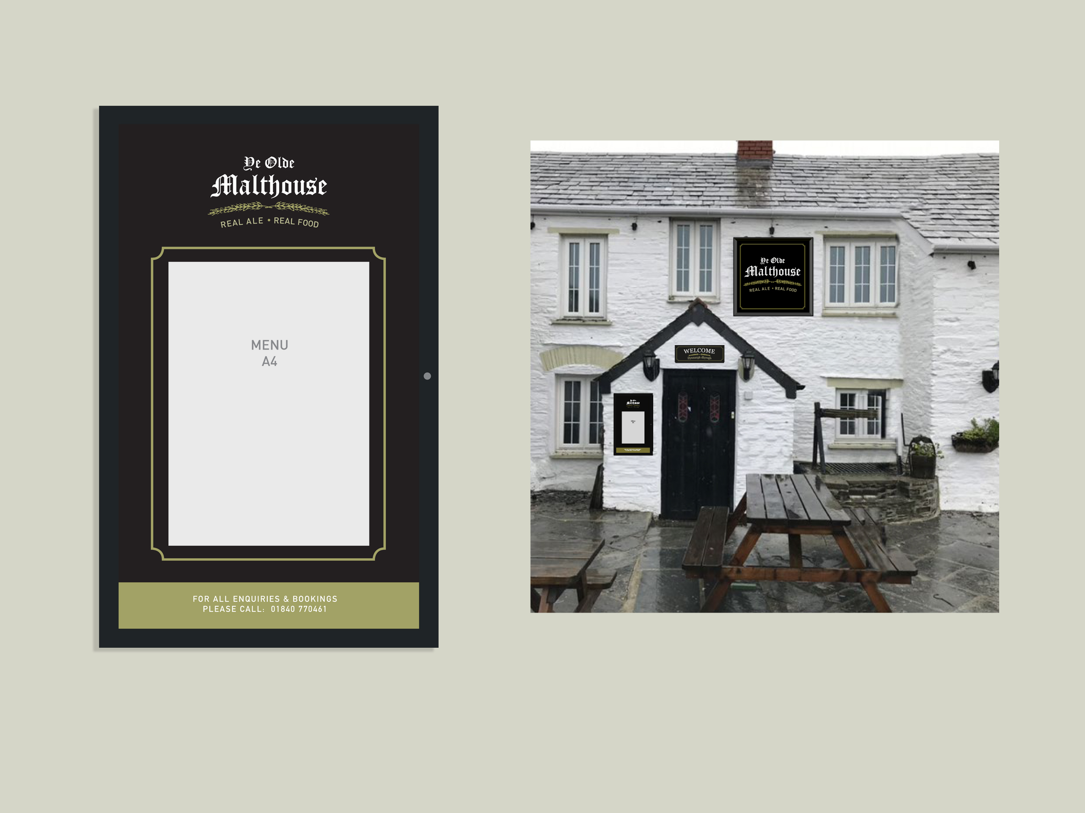 Signage design for Ye Olde Malthouse Inn, based in Tintagel, Cornwall