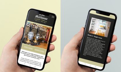 Mobile friendly website design for the Malthouse Inn, Tintagel