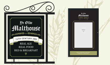 Sign design for Ye Olde Malthouse in Tintagel, Cornwall