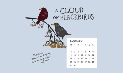 Download our calendar artwork featuring collective nouns for birds